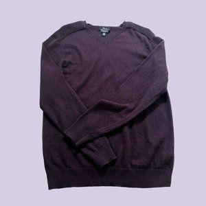Marc Anthony Mens Large Long Sleeve V-Neck Slim Fit Purple Black Cotton Cashmere